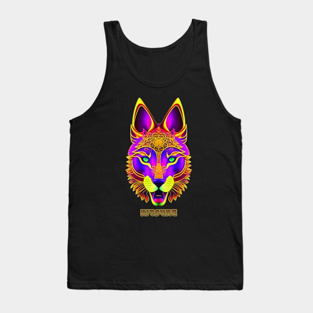 Kitsune Japan Tribal Popart Tank Top by Mr.PopArts